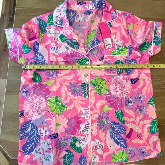 NWT Lilly Pulitzer Teagan PJ Woven Top in Pink Isle Size Small - Picture 3 of 5